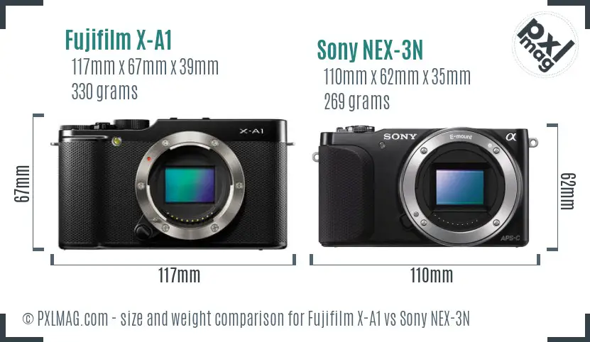 Fujifilm X-A1 vs Sony NEX-3N size comparison