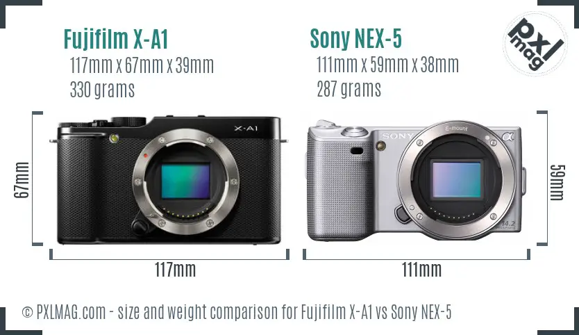 Fujifilm X-A1 vs Sony NEX-5 size comparison Fujifilm X-A1 vs Sony NEX-5 size comparison