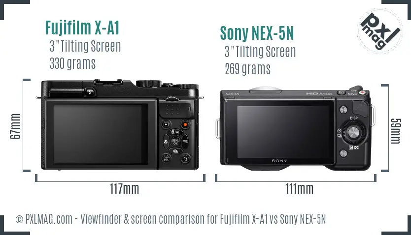 Fujifilm X-A1 vs Sony NEX-5N Screen and Viewfinder comparison