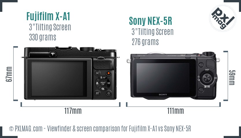 Fujifilm X-A1 vs Sony NEX-5R Screen and Viewfinder comparison