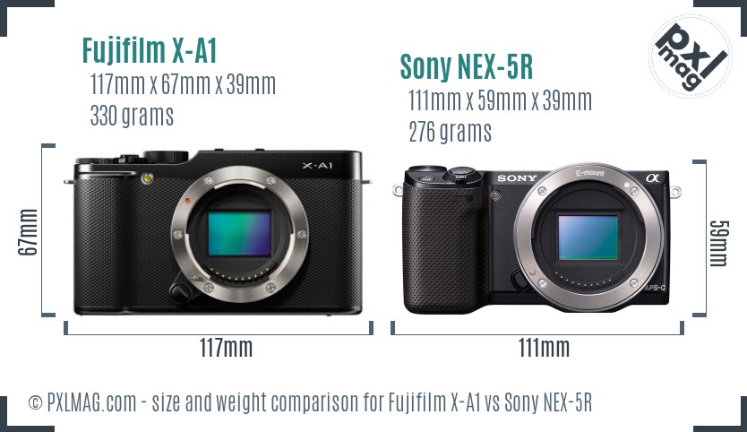 Fujifilm X-A1 vs Sony NEX-5R size comparison Fujifilm X-A1 vs Sony NEX-5R size comparison