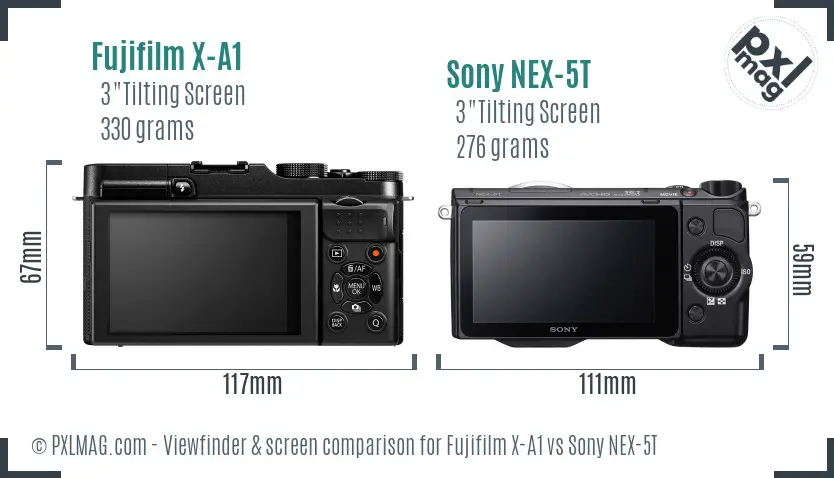 Fujifilm X-A1 vs Sony NEX-5T Screen and Viewfinder comparison