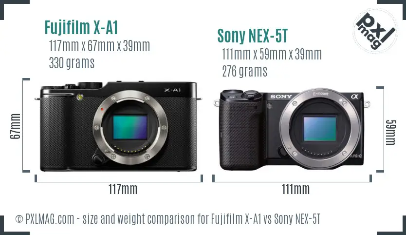 Fujifilm X-A1 vs Sony NEX-5T size comparison