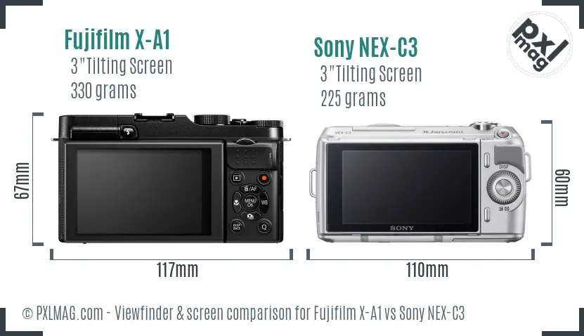 Fujifilm X-A1 vs Sony NEX-C3 Screen and Viewfinder comparison