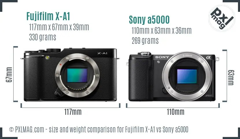 Fujifilm X-A1 vs Sony a5000 size comparison