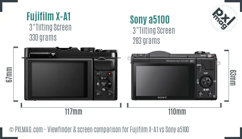 Fujifilm X-A1 vs Sony a5100 Screen and Viewfinder comparison