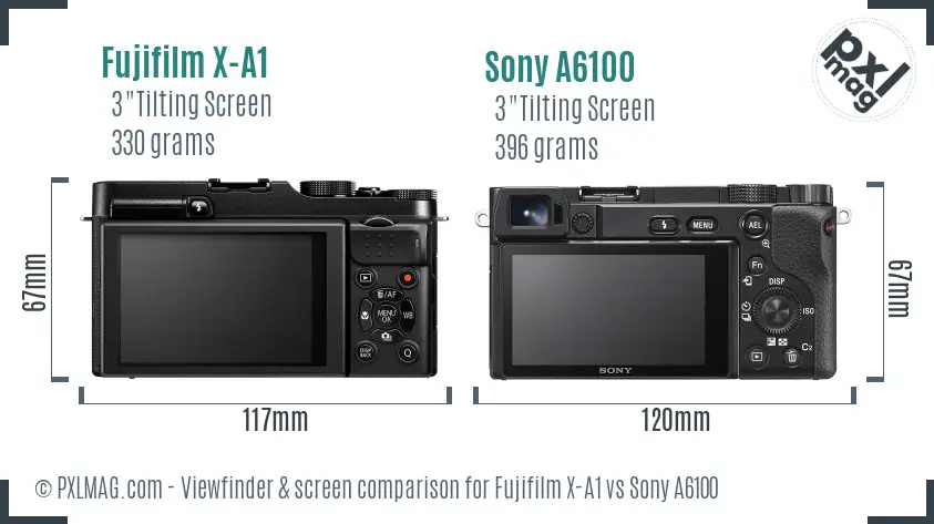 Fujifilm X-A1 vs Sony A6100 Screen and Viewfinder comparison