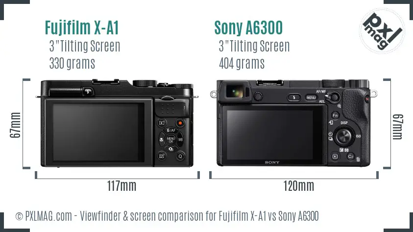 Fujifilm X-A1 vs Sony A6300 Screen and Viewfinder comparison