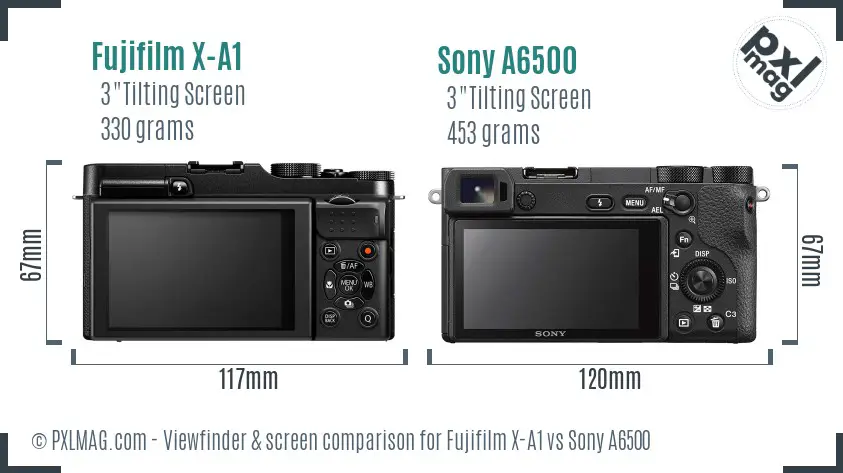 Fujifilm X-A1 vs Sony A6500 Screen and Viewfinder comparison