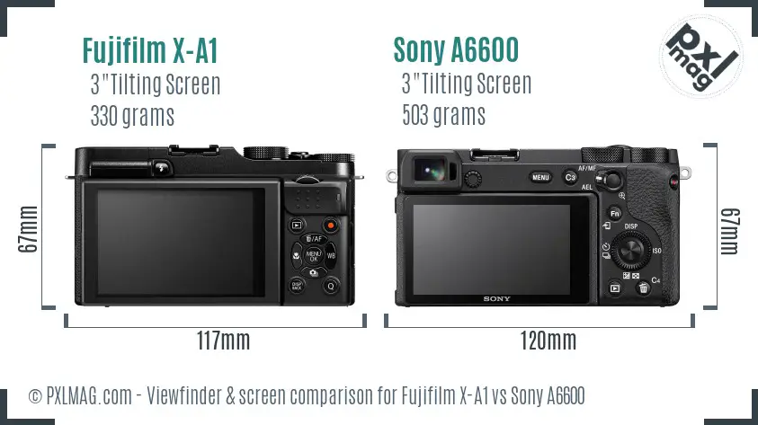 Fujifilm X-A1 vs Sony A6600 Screen and Viewfinder comparison