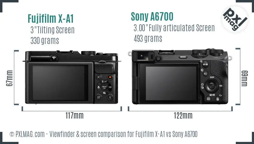 Fujifilm X-A1 vs Sony A6700 Screen and Viewfinder comparison Fujifilm X-A1 vs Sony A6700 Screen and Viewfinder comparison