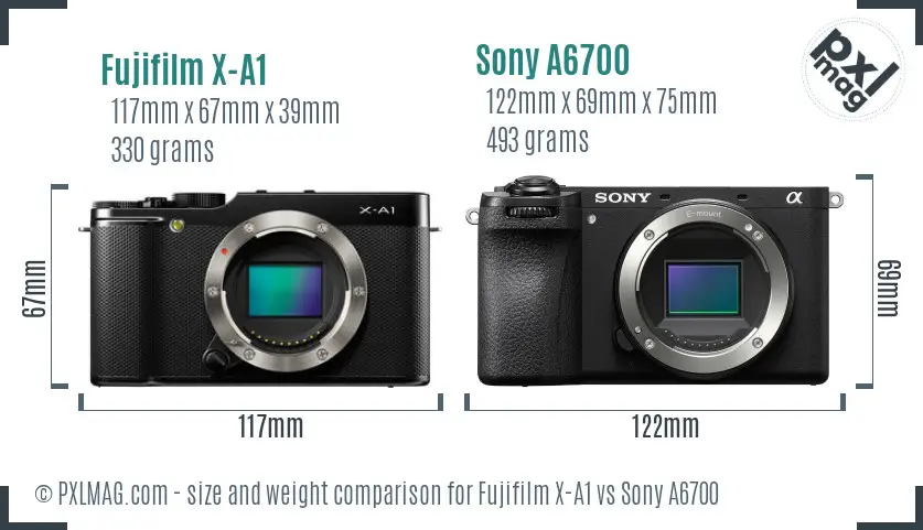 Fujifilm X-A1 vs Sony A6700 size comparison Fujifilm X-A1 vs Sony A6700 size comparison
