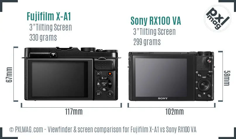 Fujifilm X-A1 vs Sony RX100 VA Screen and Viewfinder comparison