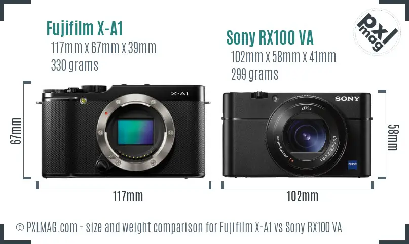 Fujifilm X-A1 vs Sony RX100 VA size comparison