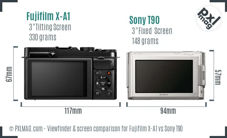 Fujifilm X-A1 vs Sony T90 Screen and Viewfinder comparison