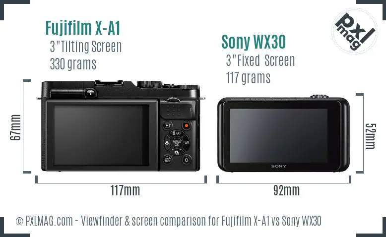 Fujifilm X-A1 vs Sony WX30 Screen and Viewfinder comparison