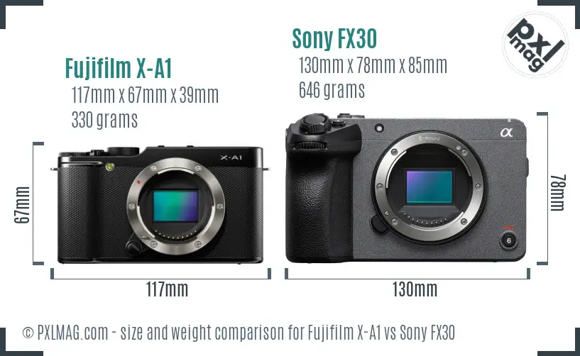 Fujifilm X-A1 vs Sony FX30 size comparison Fujifilm X-A1 vs Sony FX30 size comparison