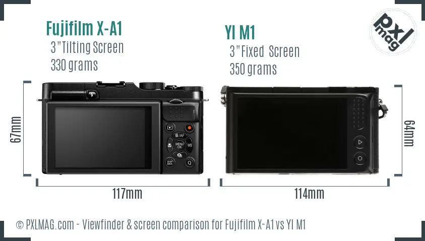 Fujifilm X-A1 vs YI M1 Screen and Viewfinder comparison