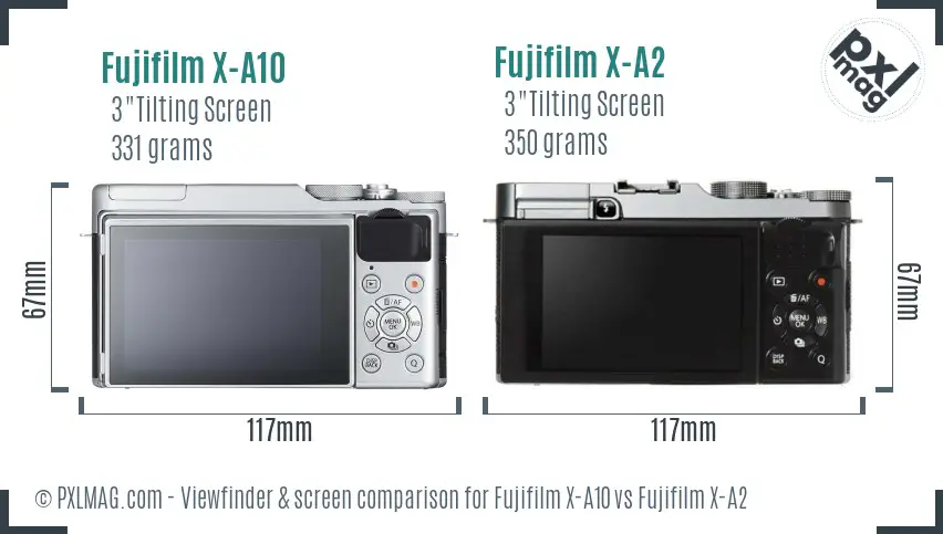 Fujifilm X-A10 vs Fujifilm X-A2 Screen and Viewfinder comparison
