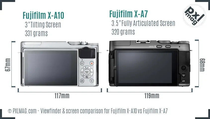 Fujifilm X-A10 vs Fujifilm X-A7 Screen and Viewfinder comparison