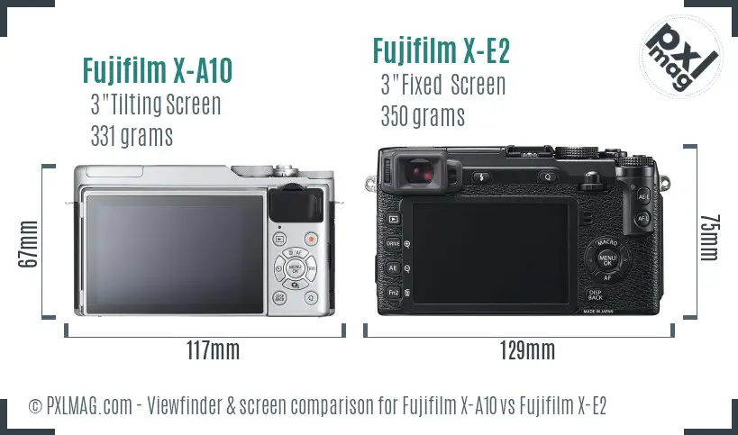 Fujifilm X-A10 vs Fujifilm X-E2 Screen and Viewfinder comparison