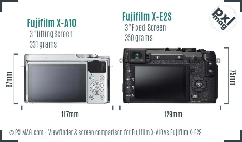 Fujifilm X-A10 vs Fujifilm X-E2S Screen and Viewfinder comparison
