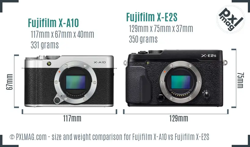 Fujifilm X-A10 vs Fujifilm X-E2S size comparison