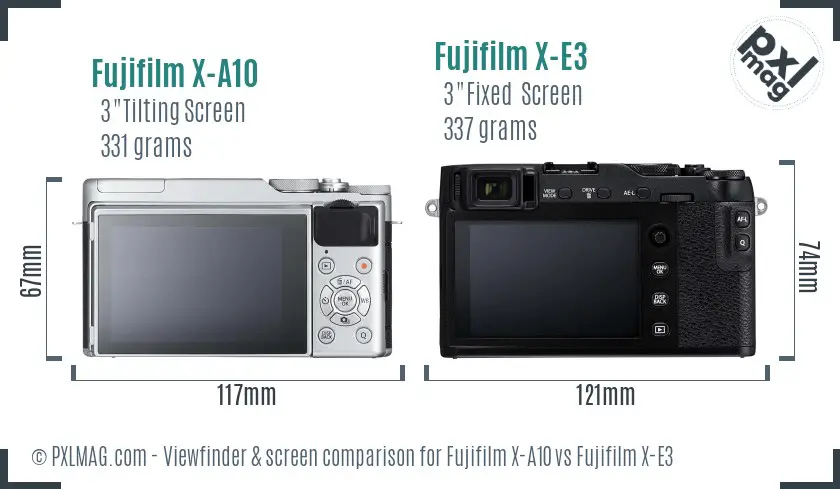 Fujifilm X-A10 vs Fujifilm X-E3 Screen and Viewfinder comparison