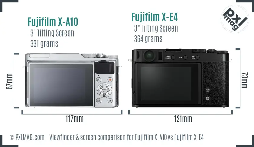 Fujifilm X-A10 vs Fujifilm X-E4 Screen and Viewfinder comparison