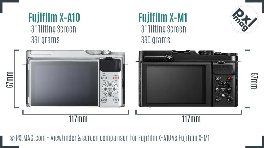 Fujifilm X-A10 vs Fujifilm X-M1 Screen and Viewfinder comparison
