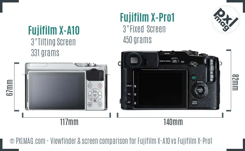 Fujifilm X-A10 vs Fujifilm X-Pro1 Screen and Viewfinder comparison