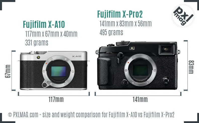 Fujifilm X-A10 vs Fujifilm X-Pro2 size comparison
