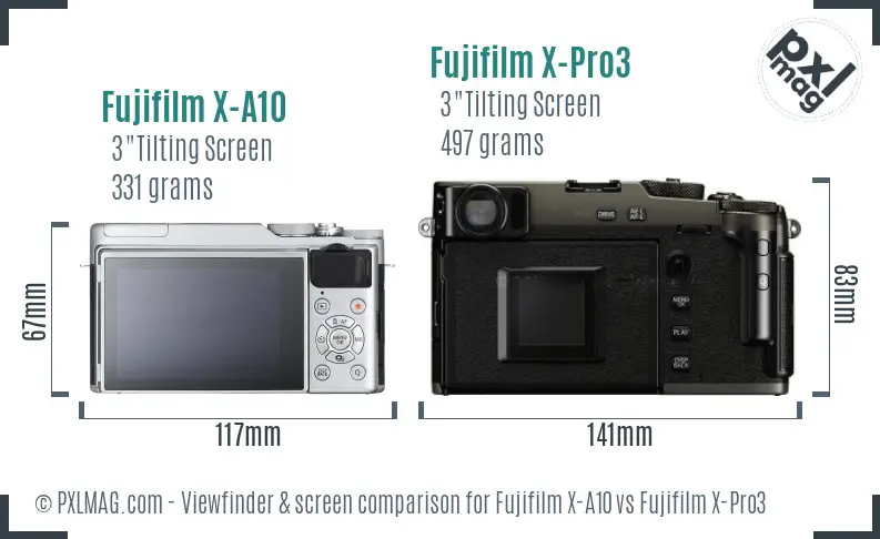Fujifilm X-A10 vs Fujifilm X-Pro3 Screen and Viewfinder comparison