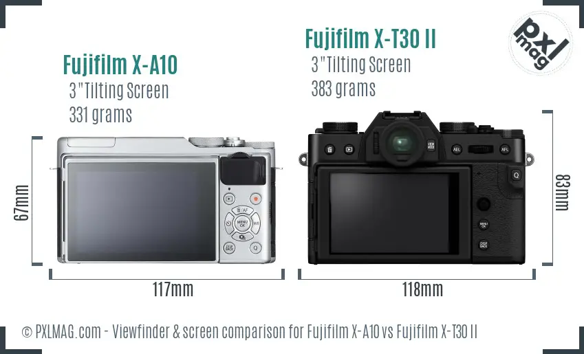 Fujifilm X-A10 vs Fujifilm X-T30 II Screen and Viewfinder comparison