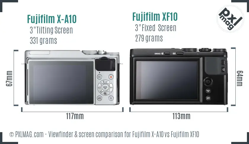 Fujifilm X-A10 vs Fujifilm XF10 Screen and Viewfinder comparison Fujifilm X-A10 vs Fujifilm XF10 Screen and Viewfinder comparison