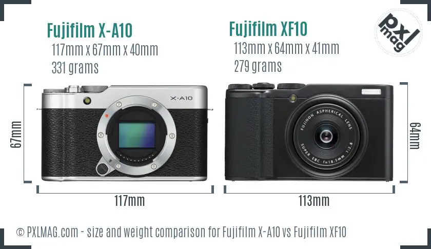 Fujifilm X-A10 vs Fujifilm XF10 size comparison Fujifilm X-A10 vs Fujifilm XF10 size comparison