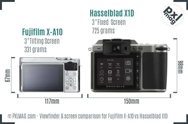 Fujifilm X-A10 vs Hasselblad X1D Screen and Viewfinder comparison Fujifilm X-A10 vs Hasselblad X1D Screen and Viewfinder comparison