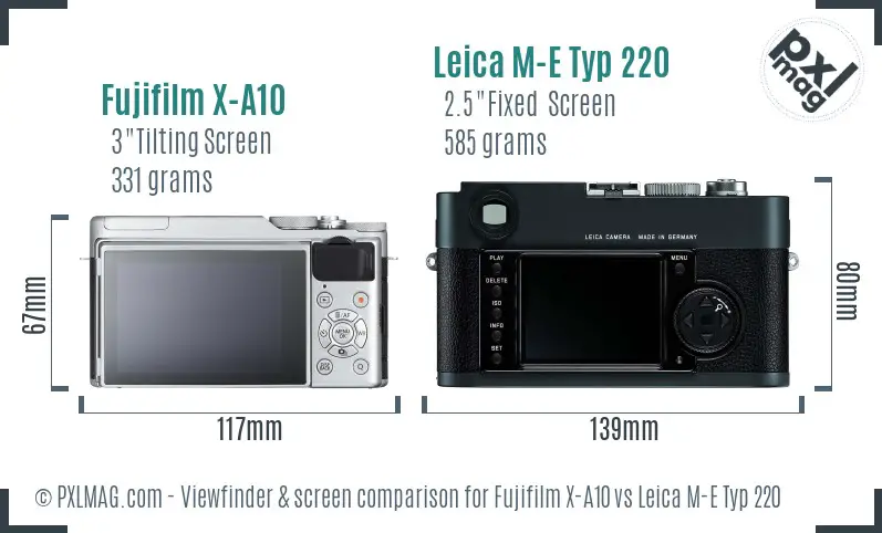 Fujifilm X-A10 vs Leica M-E Typ 220 Screen and Viewfinder comparison