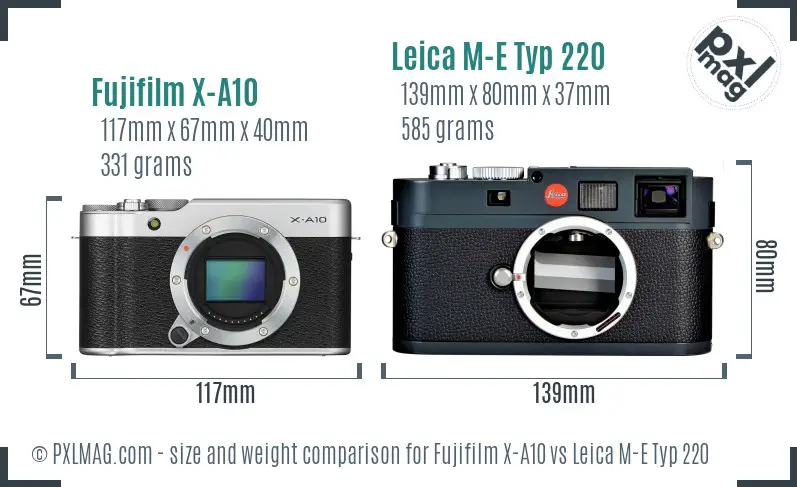 Fujifilm X-A10 vs Leica M-E Typ 220 size comparison