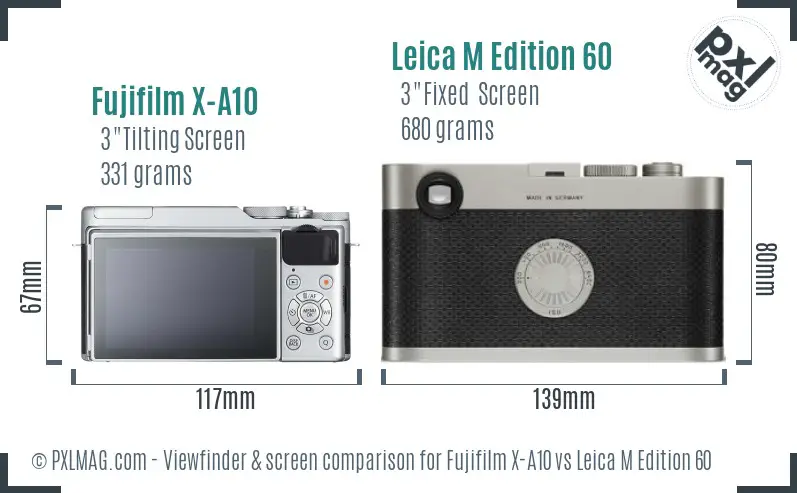 Fujifilm X-A10 vs Leica M Edition 60 Screen and Viewfinder comparison