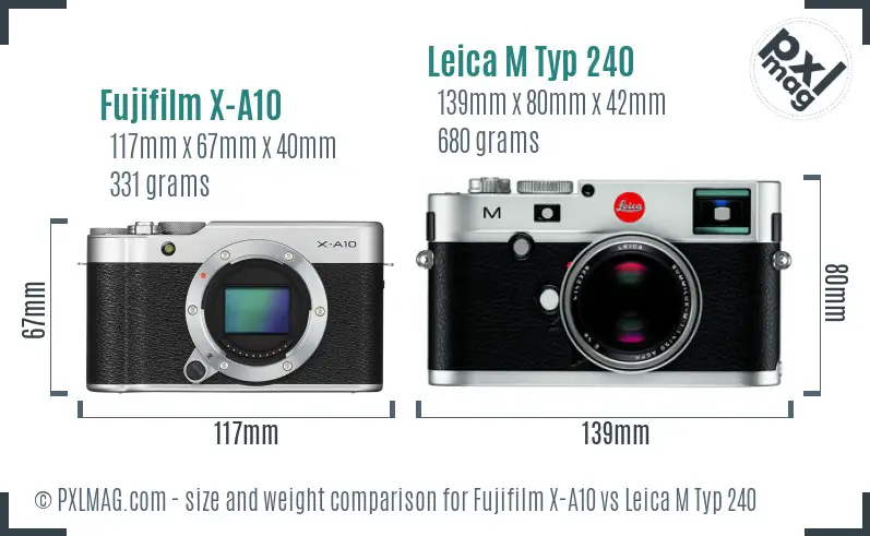 Fujifilm X-A10 vs Leica M Typ 240 size comparison