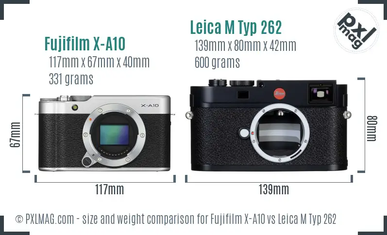 Fujifilm X-A10 vs Leica M Typ 262 size comparison