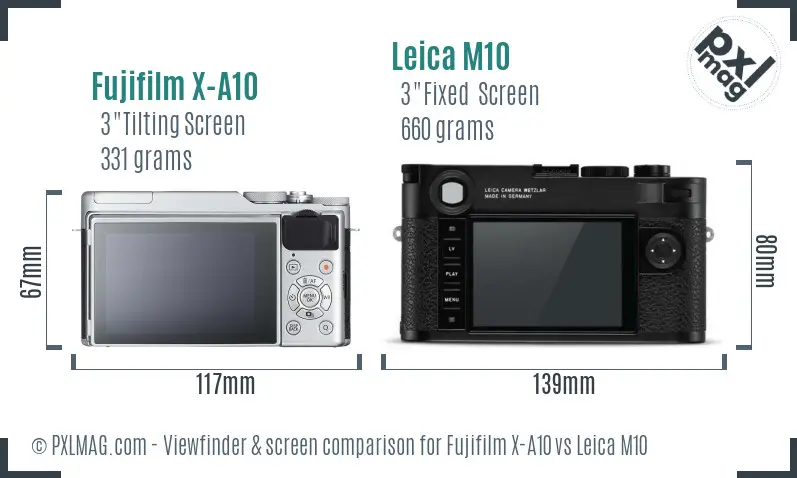 Fujifilm X-A10 vs Leica M10 Screen and Viewfinder comparison