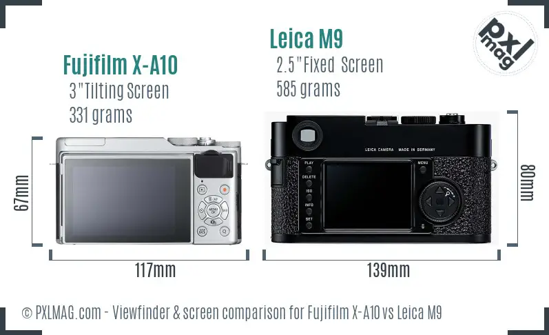 Fujifilm X-A10 vs Leica M9 Screen and Viewfinder comparison