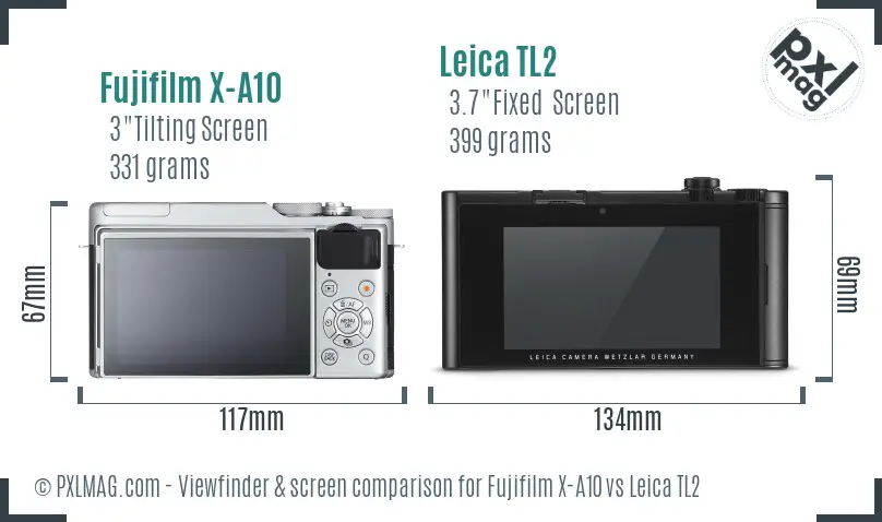 Fujifilm X-A10 vs Leica TL2 Screen and Viewfinder comparison