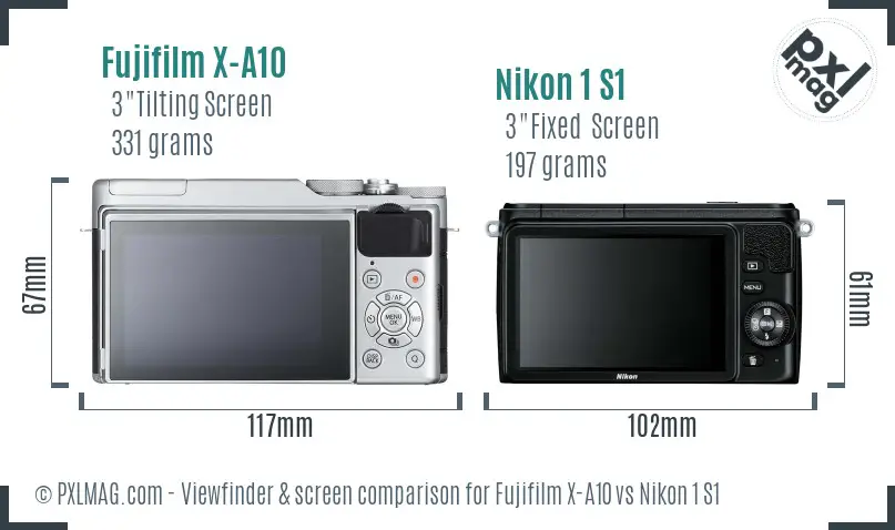 Fujifilm X-A10 vs Nikon 1 S1 Screen and Viewfinder comparison