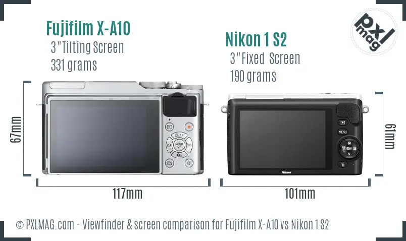 Fujifilm X-A10 vs Nikon 1 S2 Screen and Viewfinder comparison