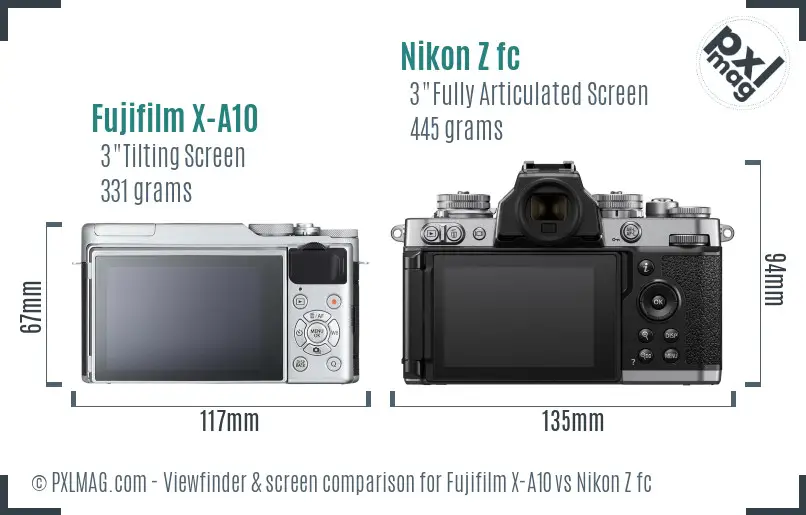 Fujifilm X-A10 vs Nikon Z fc Screen and Viewfinder comparison Fujifilm X-A10 vs Nikon Z fc Screen and Viewfinder comparison