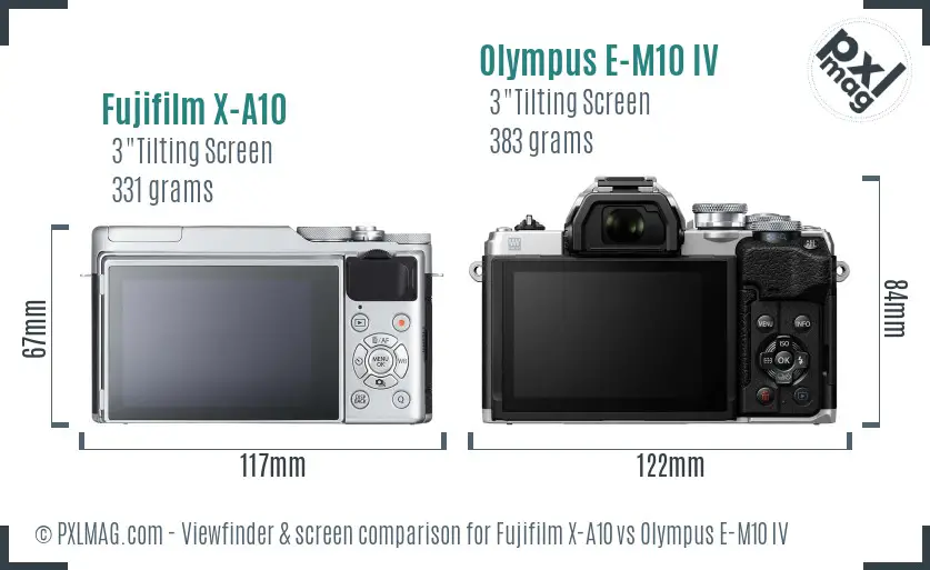 Fujifilm X-A10 vs Olympus E-M10 IV Screen and Viewfinder comparison Fujifilm X-A10 vs Olympus E-M10 IV Screen and Viewfinder comparison