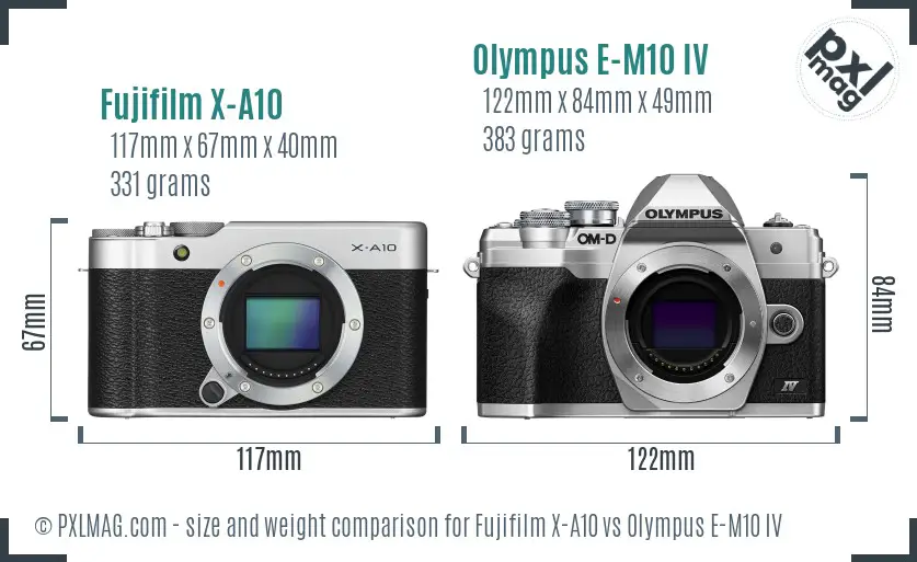Fujifilm X-A10 vs Olympus E-M10 IV size comparison Fujifilm X-A10 vs Olympus E-M10 IV size comparison